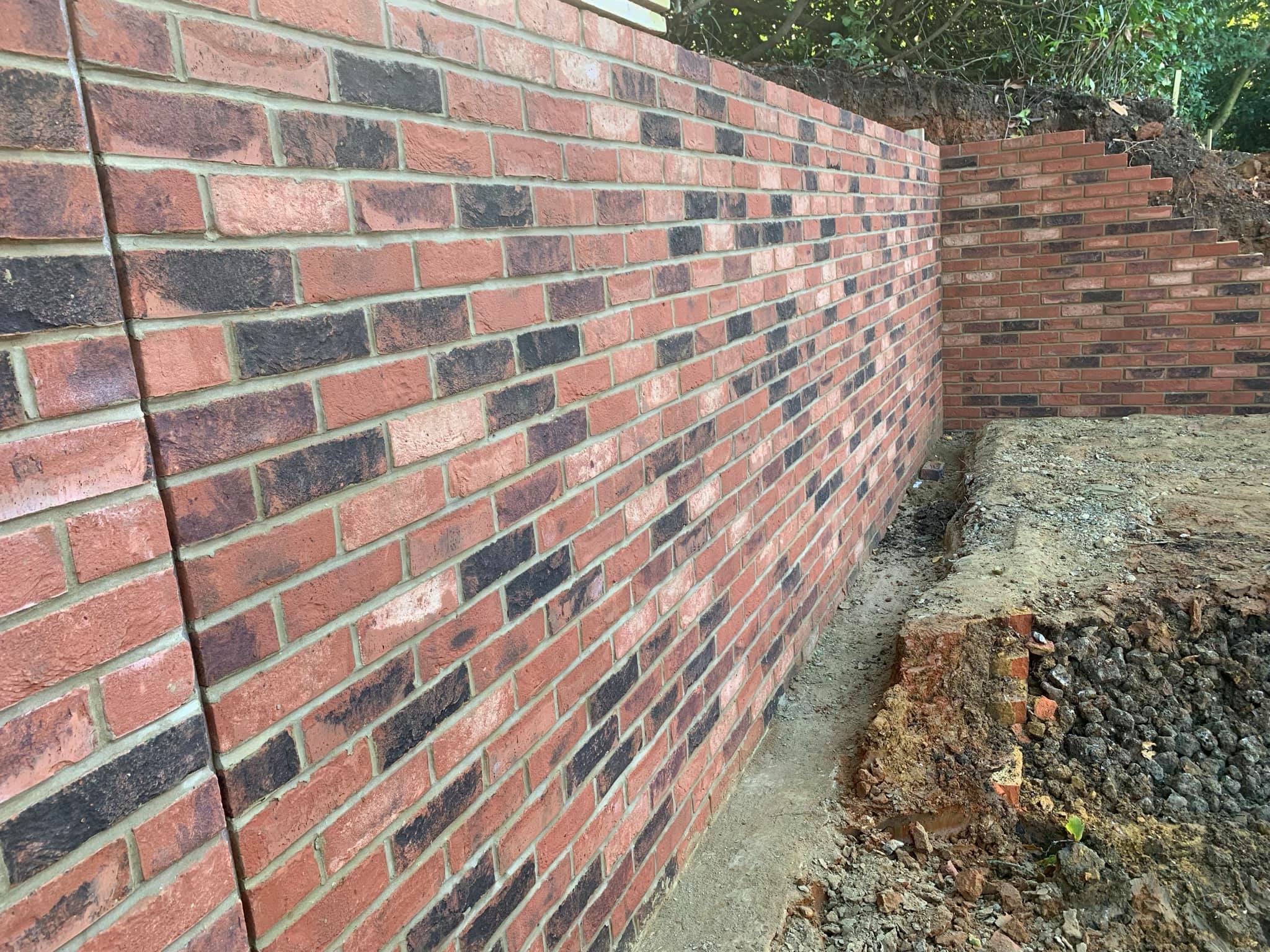 Brick wall during construction